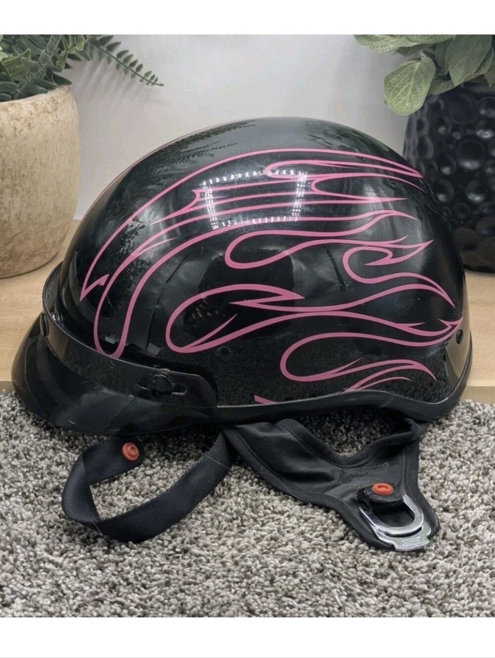 Arthur Fulmer Pink Flame Size M 57-58 Motorcycle Helmet And Visor